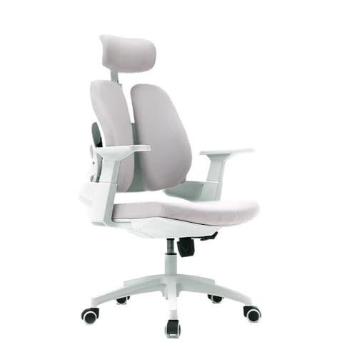lskdnrufh Rollschreibtisch, ergonomischer Bürostuhl mit hoher Rückenlehne, Chefdrehstühle mit Verstellbarer Armlehne, Lordosenstütze und Kopfstütze(Gray) von lskdnrufh