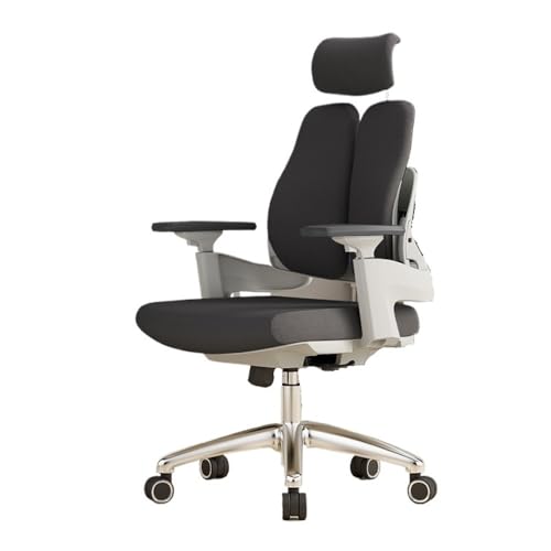 lskdnrufh Schreibtischstuhl, Chefsessel, Verstellbarer Sitz, hohe Rückenlehne, Bürostuhl, Rollstühle mit Armlehne, Lordosenstütze, Kopfstütze(Black and Gray) von lskdnrufh