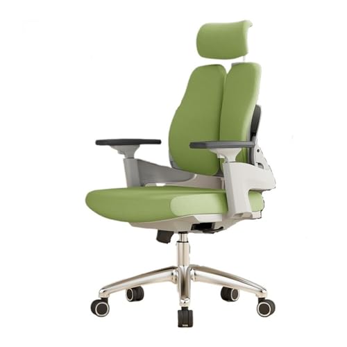 lskdnrufh Schreibtischstuhl, Chefsessel, Verstellbarer Sitz, hohe Rückenlehne, Bürostuhl, Rollstühle mit Armlehne, Lordosenstütze, Kopfstütze(Green) von lskdnrufh