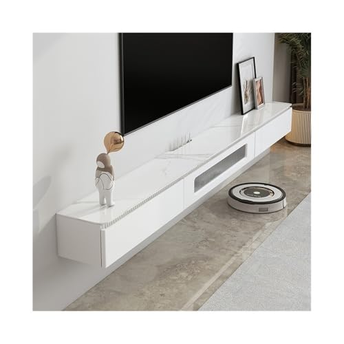 lskdnrufh Schwebender TV-Ständer, an der Wand montierte Medienkonsole mit Stauraum, Wohnzimmermöbel(White,240x24x19cm) von lskdnrufh