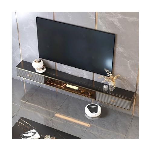 lskdnrufh Schwebendes TV-Regal for unter Holz schwebend mit Schiefer-Tischplatte, Wandmontage, Medienkonsole, TV-Ständer(Small) von lskdnrufh