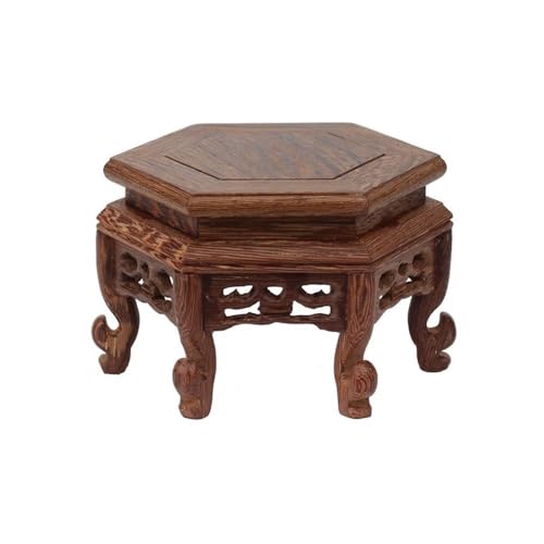 lskdnrufh Vase Bonsai Holz Halterung for Home Office Dekoration Sechseckigen Hocker Teegeschirr Display Basis von lskdnrufh