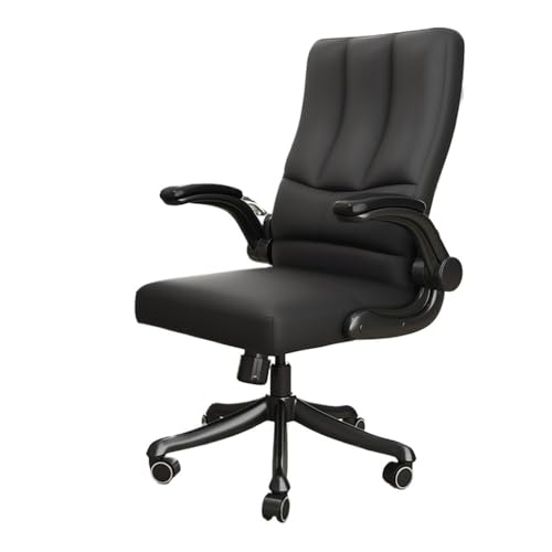 lskdnrufh Verstellbarer Schreibtisch mit gepolsterter Armlehne for den Heimbereich, Chefsessel, verstellbare Lederstühle, drehbarer Bürostuhl mit hoher Rückenlehne(Black) von lskdnrufh