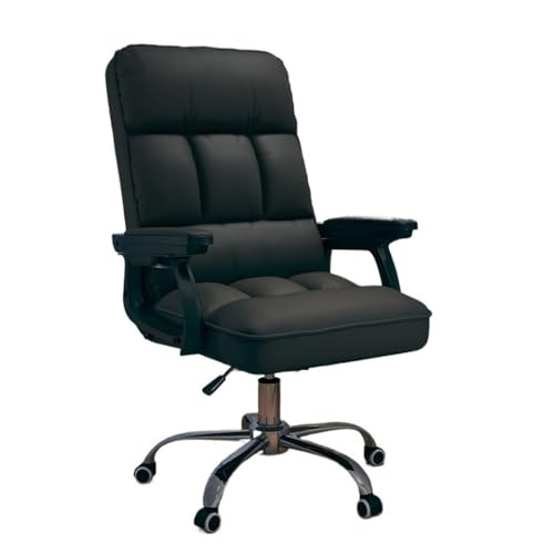 lskdnrufh Weiche Schreibtischstühle aus PU-Leder mit Armlehnen, drehbar, höhenverstellbar, gepolsterter Bürostuhl(Black) von lskdnrufh