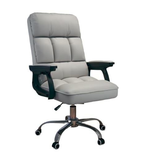 lskdnrufh Weiche Schreibtischstühle aus PU-Leder mit Armlehnen, drehbar, höhenverstellbar, gepolsterter Bürostuhl(Gray) von lskdnrufh