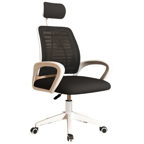 lskdnrufh Weiches Schaumstoff-Sitzkissen und Lendenwirbelstütze, Netzgewebe, ergonomischer Büro- und Heimstuhl mit Fester Armlehne, Schreibtischstühle mit hoher Rückenlehne(Black) von lskdnrufh