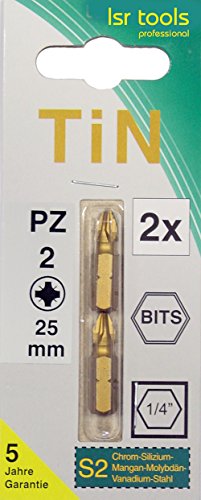 LSR TOOLS Schraubklingen-Bits PZ 3-TiN, 25 mm, 2 Stück, 1106637 von lsr tools