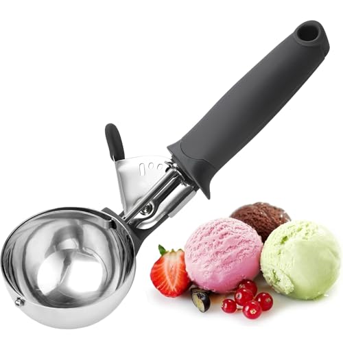 Gourmet Eisportionierer 21.5 Cm, Edelstahl Poliert Portionierer für Eiskugeln, Eisportionierer Edelstahl Mit Auslöser, für Eiscreme Melone Fleischbällchen Kuchen Teig Plätzchen Keksteig Reis von ltoSrfnb