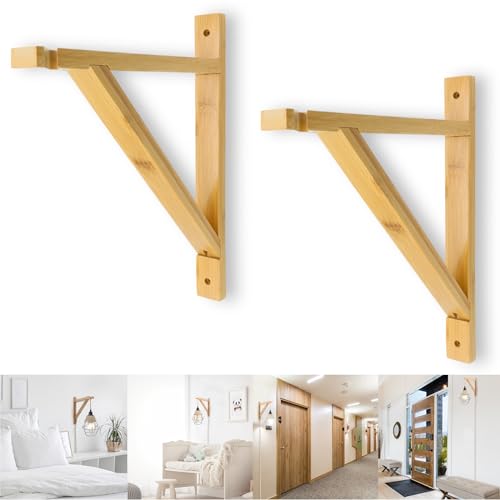 luXva® Bambus Wandhalterung für Pendelleuchte, 2er Set Lampenhalter für DIY Wandleuchten, dekorative Boho Hängelampen Halterung aus Holz für verschiedene Lampenaufhängungen, Natur (Boho classic) von luXva