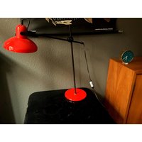 Tischleuchte Metall, Leuchtendes Rot, 70Er Jahre von luboldesign
