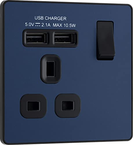 BG Electrical Evolve Einzelsteckdose mit 2 USB-Ladeanschlüssen von British General