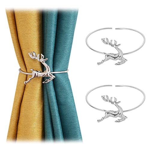 2 Stück Metall Hirsch Vorhang Raffhalter Snap Design Vorhang Halter Dekorative Vorhanghalter Raffhalter Raffhalter Vorhang Ringe Ohne Bohren Silber Groß von luchike