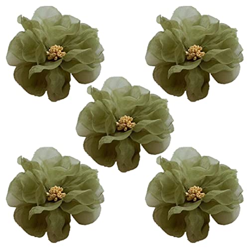 20 Stück Garn künstliche Blumen Handarbeit Stoff Blumen Neuheit DIY Zubehör für Hüte Brosche Schmuck Schuhe Schnallenherstellung Olivgrün von luchike