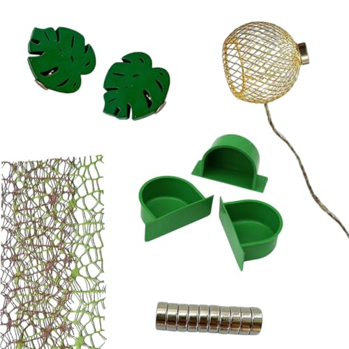 6-teiliges Springspinnenzubehör-Set, Springspinnengehege, Zubehör, 2 Blattplattformen, 1 grüner Futterspender, 2 Netz, dekoratives Zubehör für kleine Reptiliengehege 6-teiliges Springspinnenzubehör-Set, Springspinnengehege, Zubehör, 2 Blattplattformen, 1 grüner Futterspender, 2 Netz, dekoratives Zubehör für kleine Reptiliengehege von luchike