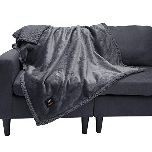 luciphia Decken Wasserdicht Haustierdecke Flaushig Doppelschichtig-Verdicht Hundedecke Katze Welpe Dunkelgrau M (100 * 145CM) von luciphia