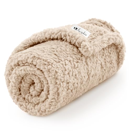 Luciphia Premium-Fleece-Decke für Hunde und Welpen, weich, Sherpa, beruhigende Katze, Überwurf für kleine, mittelgroße Hunde und Katzen, Beige, 76,2 x 50,8 cm von luciphia