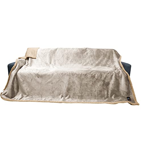 luciphia Decken Wasserdicht Haustierdecke Flaushig Doppelschichtig-Verdicht Hundedecke Katze Welpe Grauweiß XL (145 * 216cm) von luciphia