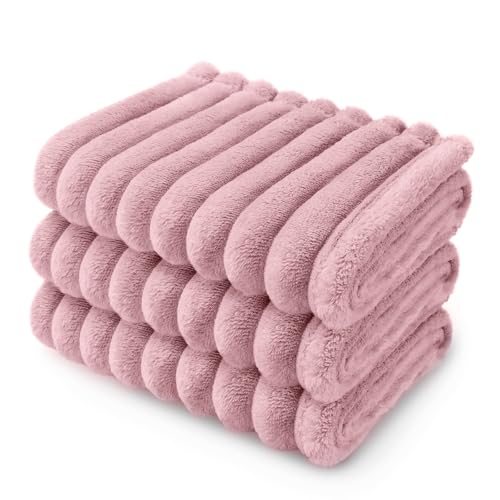 luciphia Hundedecke Katzendecke Waschbar, 1 Pack 3 Decken Flanell für Kleine Mittlere Größe Hunde Katzen, Flauschig Weiche Warme Fleece Haustier Decke für Unterwegs Kuschel Rosa 45 x 75 cm von luciphia