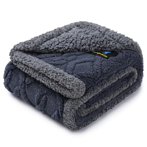 luciphia wasserdichte Hundedecke Waschbar, Haustier Decke für Hund Katzen Welpe, Kuscheldecke Weich Flaushig Sherpa Fleece, Katzendecke Mittelgroße Große für Bett Sofa Couch, Grau Gitter 145 * 216cm von luciphia