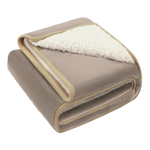 luciphia wasserdichte Hundedecke Waschbar, Haustierdecke für Grosse Mittelgroße Hund Katzen, Kuscheldecke Weich Flaushig Sherpa Fleece, Wasserdicht Decke für Sofa Couch Bett, Beige 100 x 145 cm von luciphia