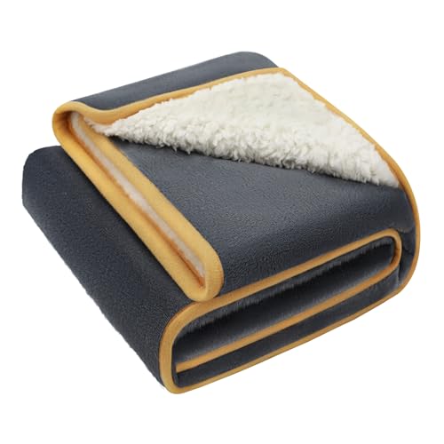 luciphia wasserdichte Hundedecke Waschbar, Haustierdecke für Grosse Mittelgroße Hund Katzen, Kuscheldecke Weich Flaushig Sherpa Fleece, Wasserdicht Decke für Sofa Couch Bett, Grau 145 x 165 cm von luciphia