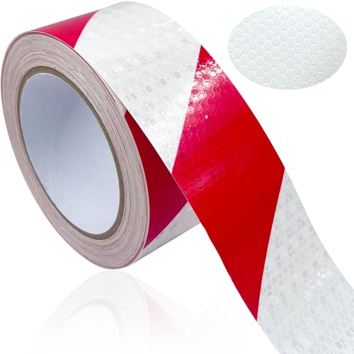 luckaide 5cm×12m Reflektorband, Reflektorband Selbstklebend, Reflektierende Aufkleber, Reflektierendes Klebeband, Reflektorfolie, Warnaufkleber Reflektorband für Sicherheit Warnung von luckaide