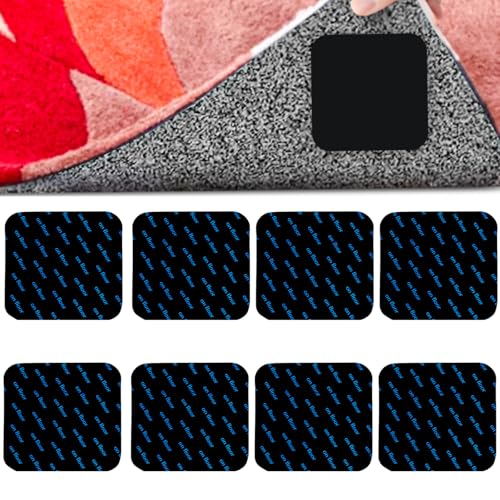 luckaide Antirutschmatte Teppiche, 8 Stück Waschbar und Wiederverwendbar Teppich Antirutsch Pads, 10x10 cmTeppich Unterlagen rutschfest, Teppich Ecken Fixieren, Anti Rutsch Teppichunterlage von luckaide