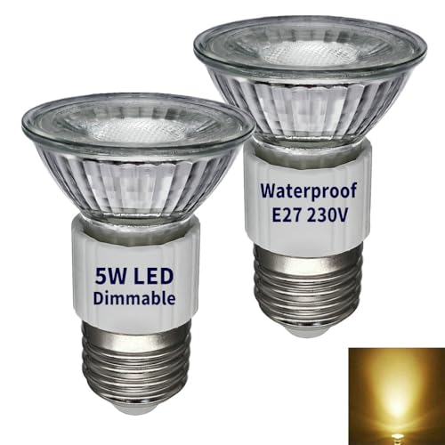 Lange PAR16 E27 LED Spot Strahler Dimmbar 3000K Warmweiß,Hohe Helligkeit JDR 5W(Ersetzt 50W-75W Halogenlampe),36° schmaler Abstrahlwinkel,Glasreflektor Spotlampe,Warmweiss LED E27 Energiesparlampe von luckmax