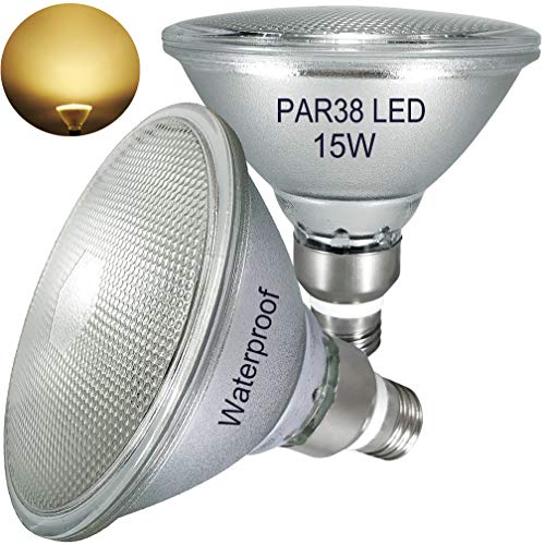 luckmax 15W,E27 PAR38 LED warmweiß,Wasserdicht,für Innen- und Außenbereich,warmweiss,Nicht Dimmbar,Glas Reflektor LED PAR38 Lampen(Ersetzt 150W Halogen),Flimmerfrei Strahler,2er Pack von luckmax