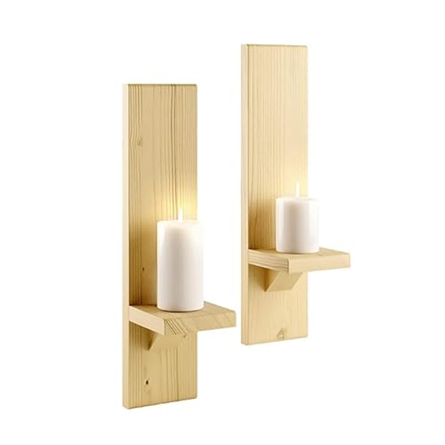 Candle Holders Kerzenhalter aus Holz zur Wandmontage, Vintage-Stil, nordischer Kerzenhalter, Wanddekoration, modernes Herzstück, dekorative Kerzenhalter Kerzenständer (Color : D, Size : 1 Pair_9X11X von luckxuan