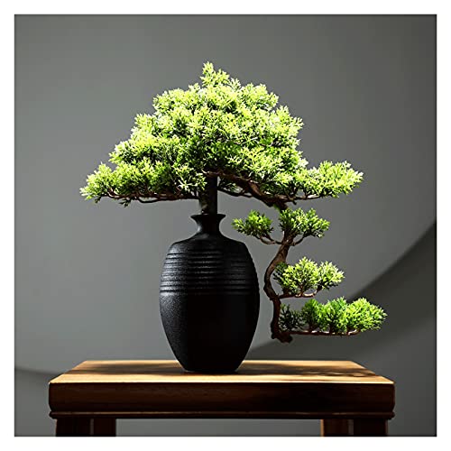 luckxuan Künstlicher Bonsai 11 Zoll künstlicher Bonsai-Baum, große Vase, Blumentopf, Simulationsdekoration, schöne Kiefern-Bonsai-Pflanze, zur Dekoration auf dem Schreibtisch Kunstbonsai von luckxuan