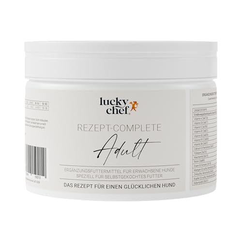lucky chef Rezept -Complete Adult – Ergänzungsfuttermittel für selbstgekochtes Hundefutter | Mineral‑Vitamin‑Komplex für Hunde | für Erwachsene Hunde Aller Rassen & Größen von lucky chef