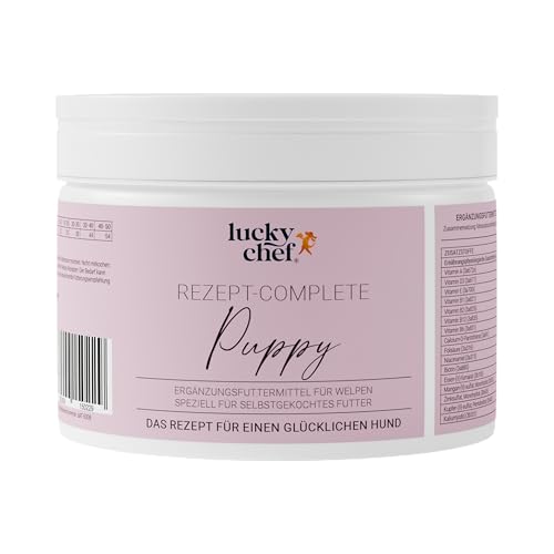 lucky chef Rezept-Complete Puppy – Ergänzungsfuttermittel für selbstgekochtes Welpenfutter, ab 8 Wochen – Vitamin‑Mineral‑Komplex mit Calcium, Phosphor, Vitamin D für optimales Wachstum von lucky chef
