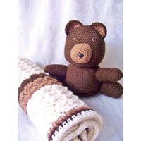 Gehäkelte Babydecke, Decke Mit Teddybär, Schoko Tan Beige Baby Shower Geschenk, Für Junge Gehäkelte Babydecke, Decke Mit Teddybär, Schoko Tan Beige Baby Shower Geschenk, Für Junge von lukesmom6