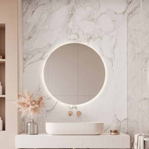 lukmebel Rundes Spiegel, Modernes Wandspiegel Dekorativ für Wohnzimmer, Schlafzimmer und Badezimmer - Enigma Spiegel 80 cm von lukmebel