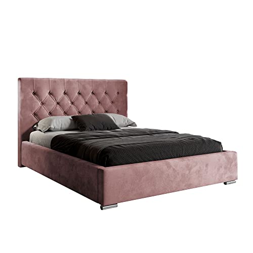 lukmebel Glamour II Polsterbett 180 x 200 cm mit Bettkasten - Doppelbett 180 x 200 mit Lattenrost - Bett 180 x 200 mit Stauraum French Velvet 682 von lukmebel