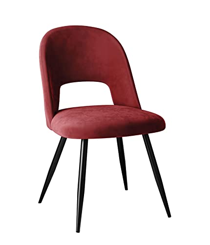 lukmebel Oslo Polsterstuhl Modernes Design mit stilvoll konturierter Rückenlehne Stabile, Dicke Metallbeine und glatter, angenehm zu berührender Stoff 51x49x84cm Roter Samt von lukmebel