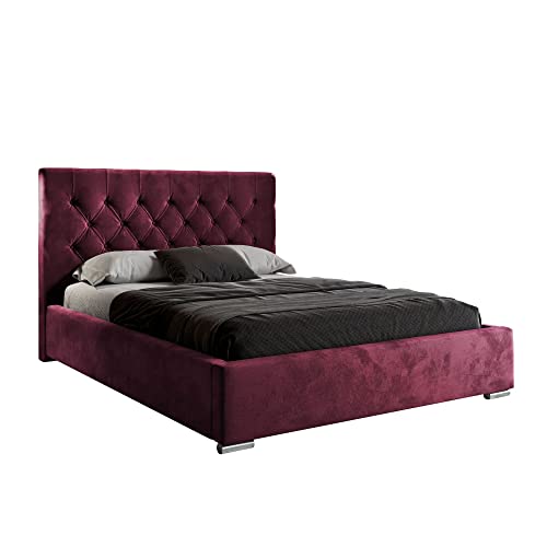 lukmebel Glamour II Polsterbett 180 x 200 cm mit Bettkasten - Doppelbett 180 x 200 mit Lattenrost - Bett 180 x 200 mit Stauraum French Velvet 663 von lukmebel