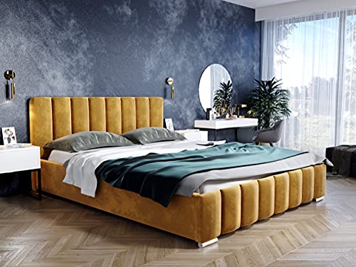 lukmebel Noemi Polsterbett 180 x 200 cm mit Bettkasten - Doppelbett 180 x 200 mit Lattenrost - Bett 180 x 200 mit Stauraum Magic Velvet 2215 von lukmebel