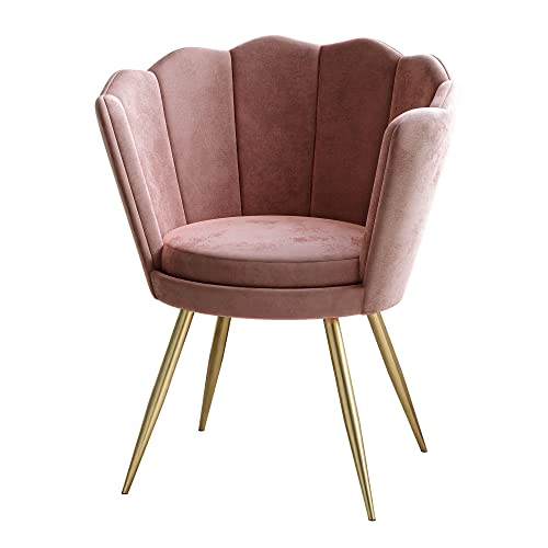 lukmebel Shell Polstersessel Shelly Elegantes Und Modernes Design Weich Im Griff Velours Vertikale Nähte Für Schönheitssalons Wohn- Und Schlafzimmer 66x56x84 cm Rosa von lukmebel