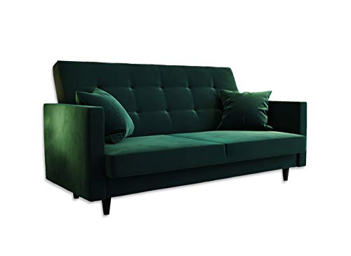 lukmebel Sofa Grande PIK Sofasitz in Doppelversion Flaschengrün mit Bettkasten Couch Schlaffunktion Schlafsofa Polstersofa Couchgarnitur (Flaschengrün- Doppelversion), Kronos 19 von lukmebel