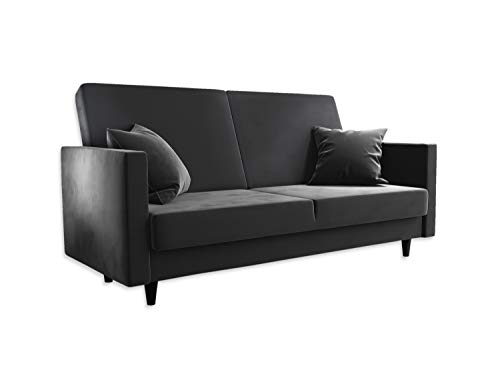 lukmebel Sofa Grande Sofasitz in Doppelversion Grau mit Bettkasten Couch Schlaffunktion Schlafsofa Polstersofa Couchgarnitur (Grau), Kronos 34 von lukmebel