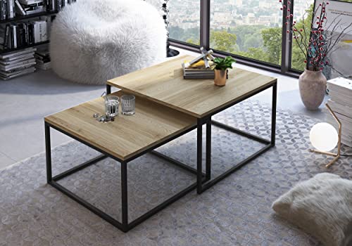 lukmebel Yoshi Couchtisch 2in1 Couchtisch Modern Minimalistisch Funktional für Industrial Lofträume Naturmaterialien Schwarz/Eiche Natur von lukmebel