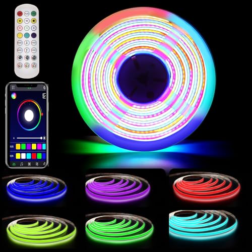RGB+IC COB LED Streifen 5M, WS2811 LED Strip, 24V LED Streifen Adressierbar, Licht Band Farbwechsel,Music Sync,mit App und Fernbedienung für Zuhause, Party RGB+IC COB LED Streifen 5M, WS2811 LED Strip, 24V LED Streifen Adressierbar, Licht Band Farbwechsel,Music Sync,mit App und Fernbedienung für Zuhause, Party von luktix