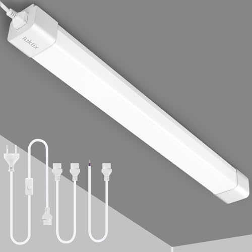 luktix Feuchtraumleuchte LED 150cm| 45W LED Röhre mit Kabel und Stecker| IP66 Wasserfest Wannenleuchte | 5000k Kaltlweiß Feuchtraumlampe | Kellerlampe für Werkstatt Garage Küche Büro von luktix