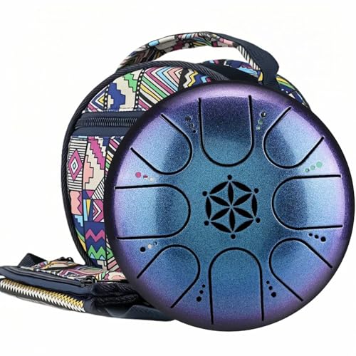 Zungentrommel 5 Zoll 8 Tone | Steel Tongue Drum | Handpan für Meditation & Entspannung, Yoga, Familienaktivitäten | Garden Regen Trommel Instrument (Blau) von lulupila
