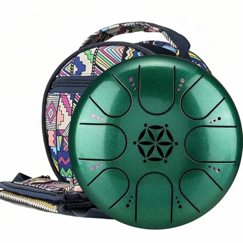 Zungentrommel 5 Zoll 8 Tone | Steel Tongue Drum | Handpan für Meditation & Entspannung, Yoga, Familienaktivitäten | Garden Regen Trommel Instrument (Grün) von lulupila