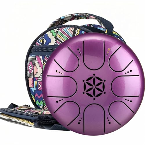 Zungentrommel 5 Zoll 8 Tone | Steel Tongue Drum | Handpan für Meditation & Entspannung, Yoga, Familienaktivitäten | Garden Regen Trommel Instrument (Lila) von lulupila