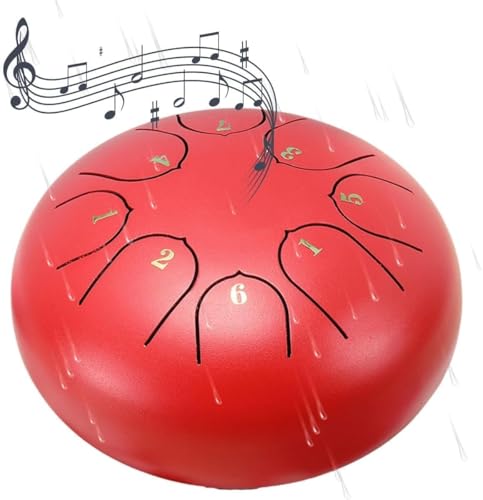 Regen Trommel für Außengarten,Natur Chakra Trommel für Regen im Freien, Trommel Regen Chime wasserdichte Chakra Trommel 6 Zoll 8 Noten (Rot) von lulupila