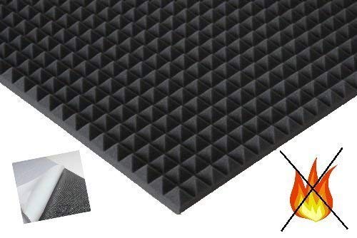lulushop Pyramiden-Schaumstoff-Daemmung-platten Dämmung Schaumstoff SELBSTKLEBEND Akustik Flammhemend PC ca.100 x 50 x 3 cm Anthrazit / Schwarz von lulushop